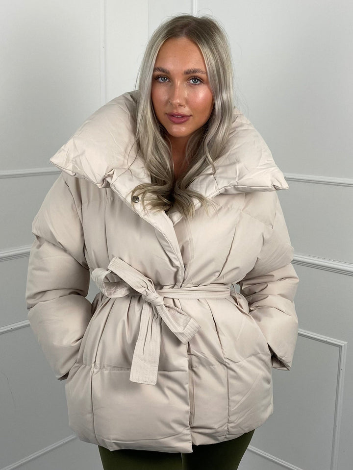 Heidie - Short Belt Pocket Puffer Jacket