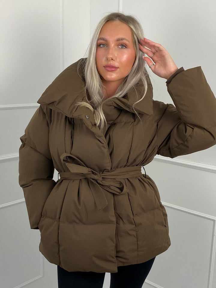 Heidie - Short Belt Pocket Puffer Jacket