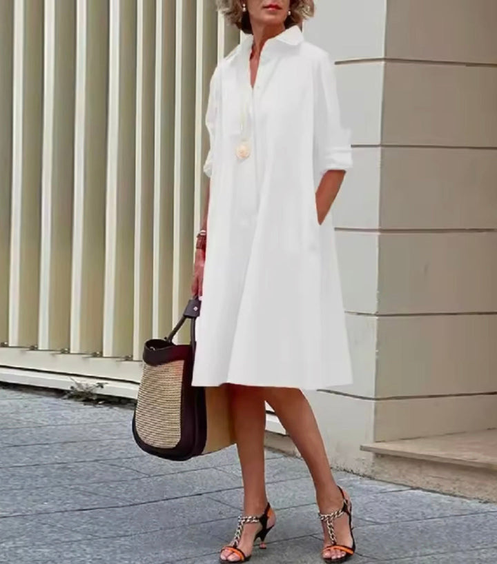 Kahleah  - Elegant Shirt Dress With Pockets