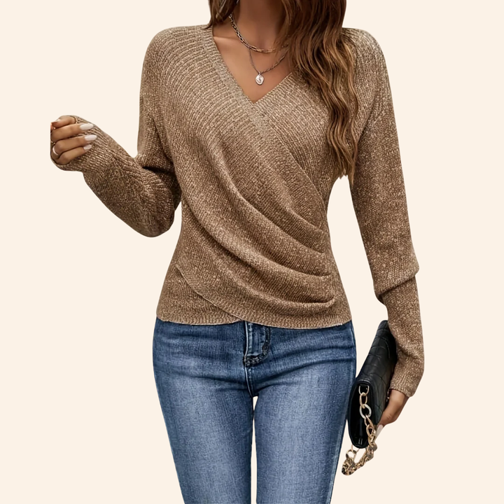 Berit - Elegant Long Sleeve Knitted Sweater