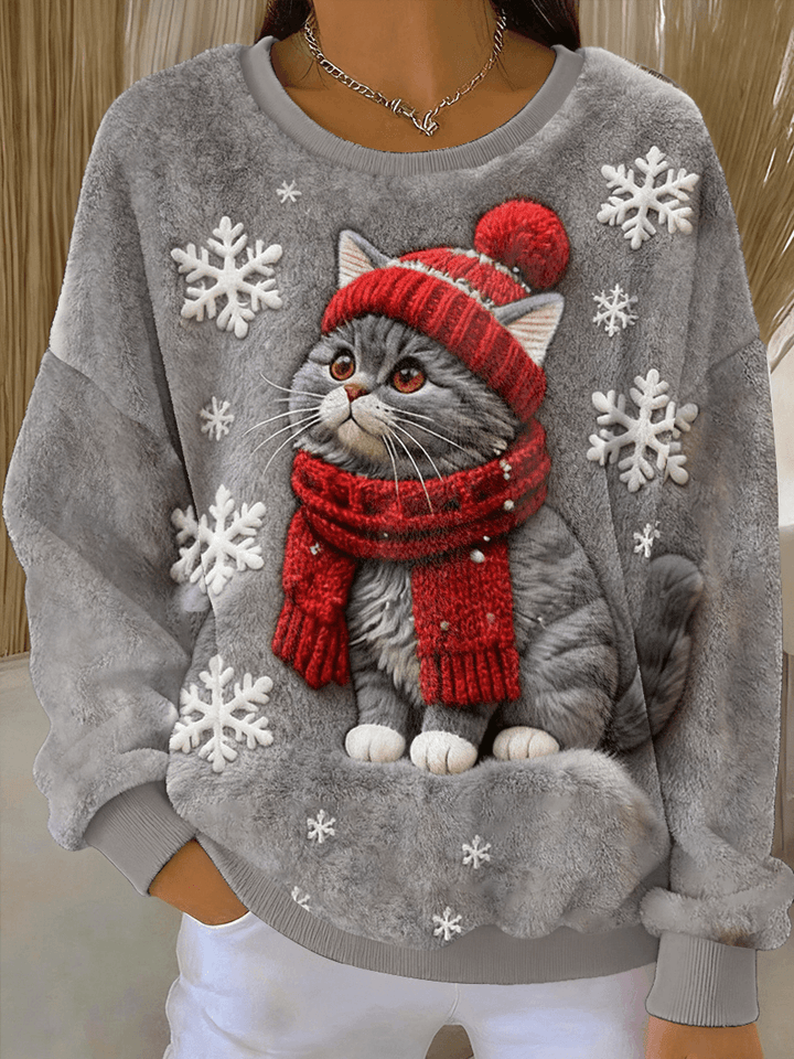 Aino - Christmas Plush Cat Art Sweater