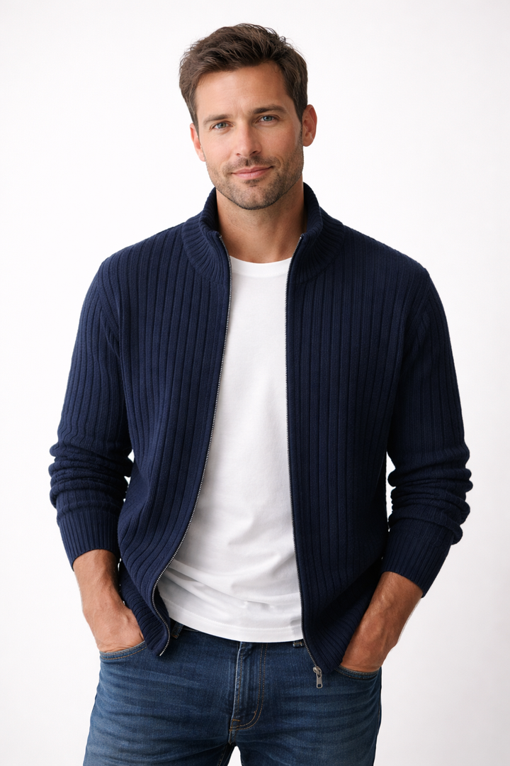 Bjarte - Ribbed Cardigan With Zipper