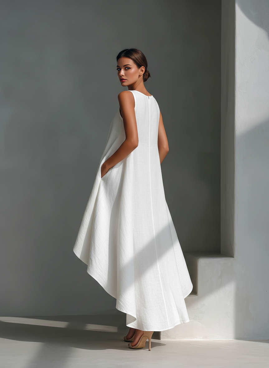 Alyna - Sleeveless Midi Dress With Asymmetric Hem