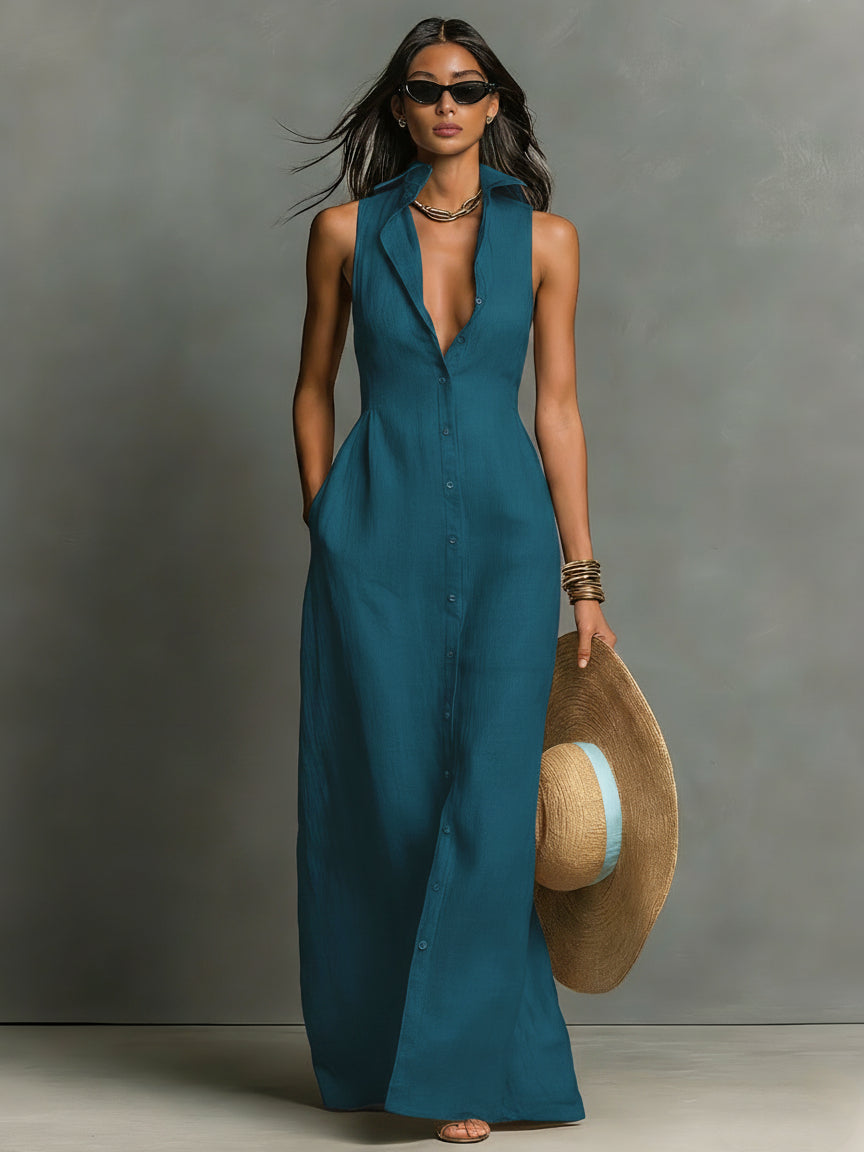 Hani - Linen Shirt Dress With Buttons Down
