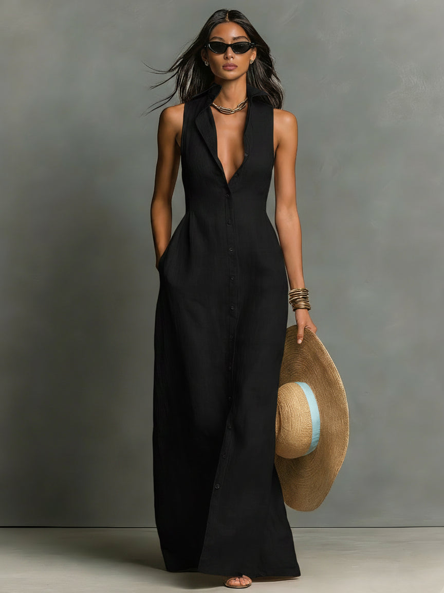 Hani - Linen Shirt Dress With Buttons Down