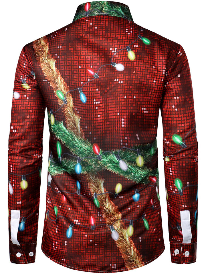 Bryce - Men's Christmas Fun outfit Theme top Holiday Button-down Long-Sleeved Shirt