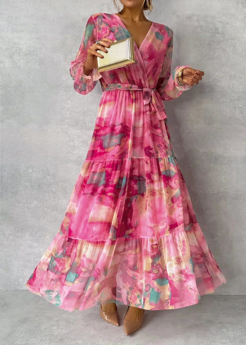Jenina - Elegant Floral Print Wrap Dress