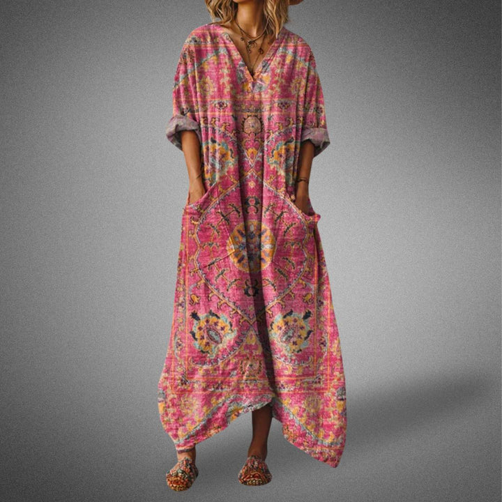 Mihora – Boho Linen Maxi Dress with Pockets