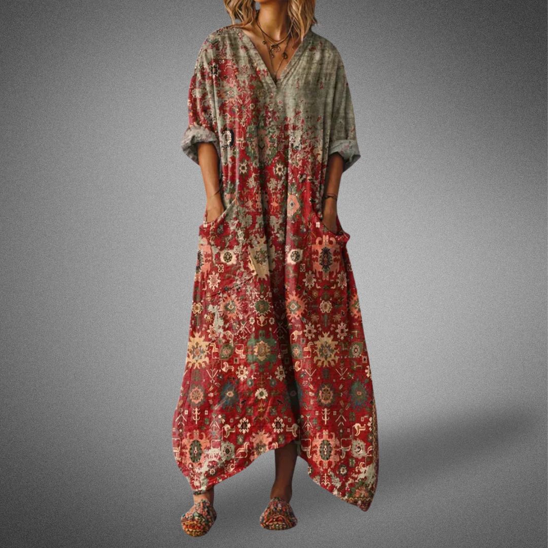 Mihora – Boho Linen Maxi Dress with Pockets