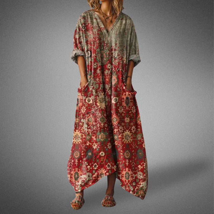 Mihora – Boho Linen Maxi Dress with Pockets