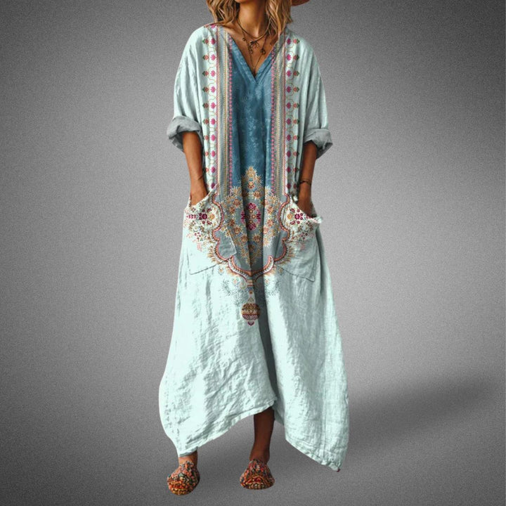 Mihora – Boho Linen Maxi Dress with Pockets