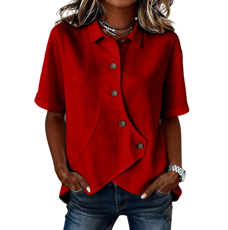 Thabata - Elegant Short Sleeve Blouse