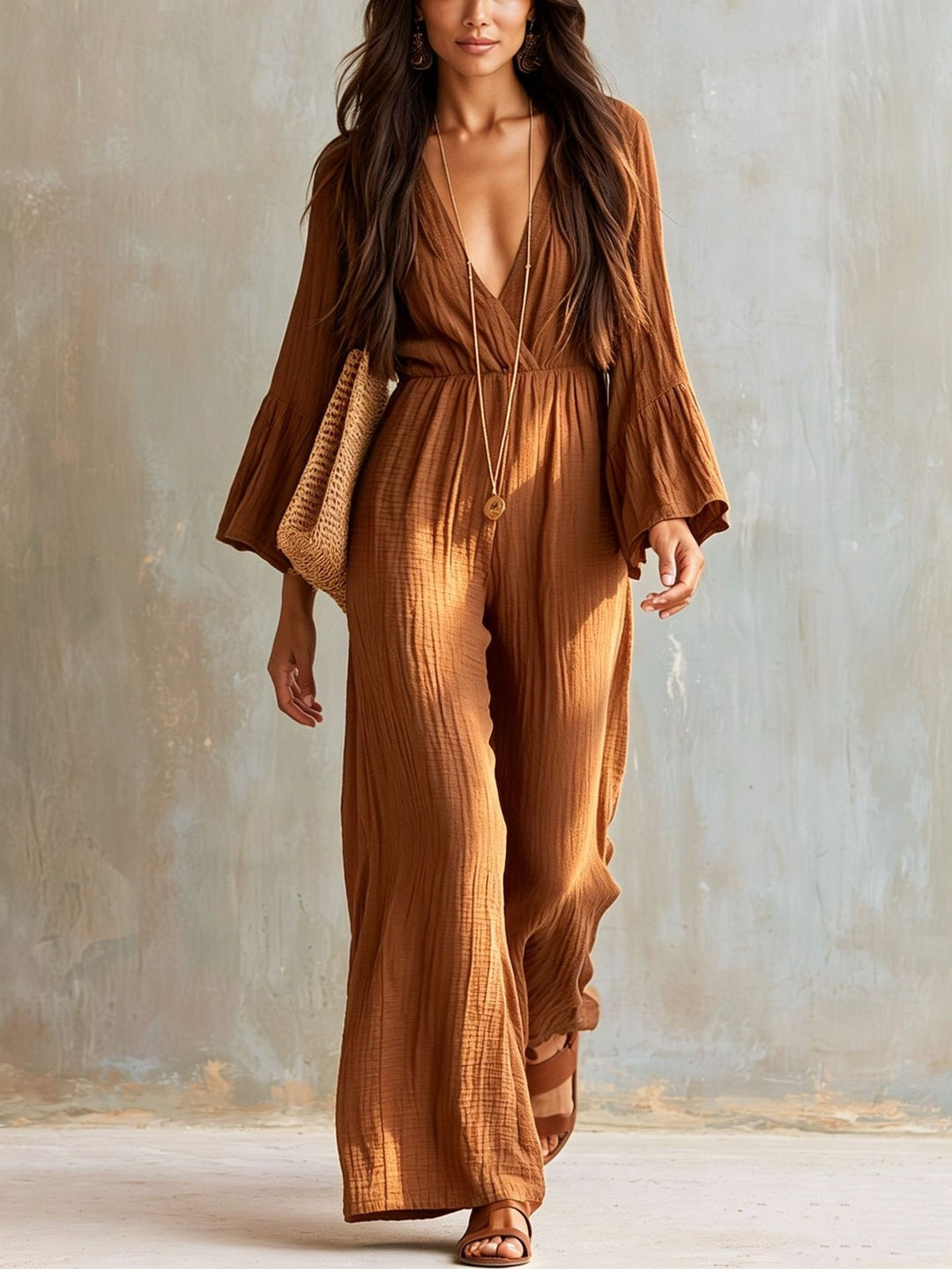 Magdlena - Airy Jumpsuit With V-Neck