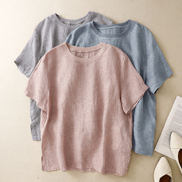 Nayna - Linen Short Sleeve Top