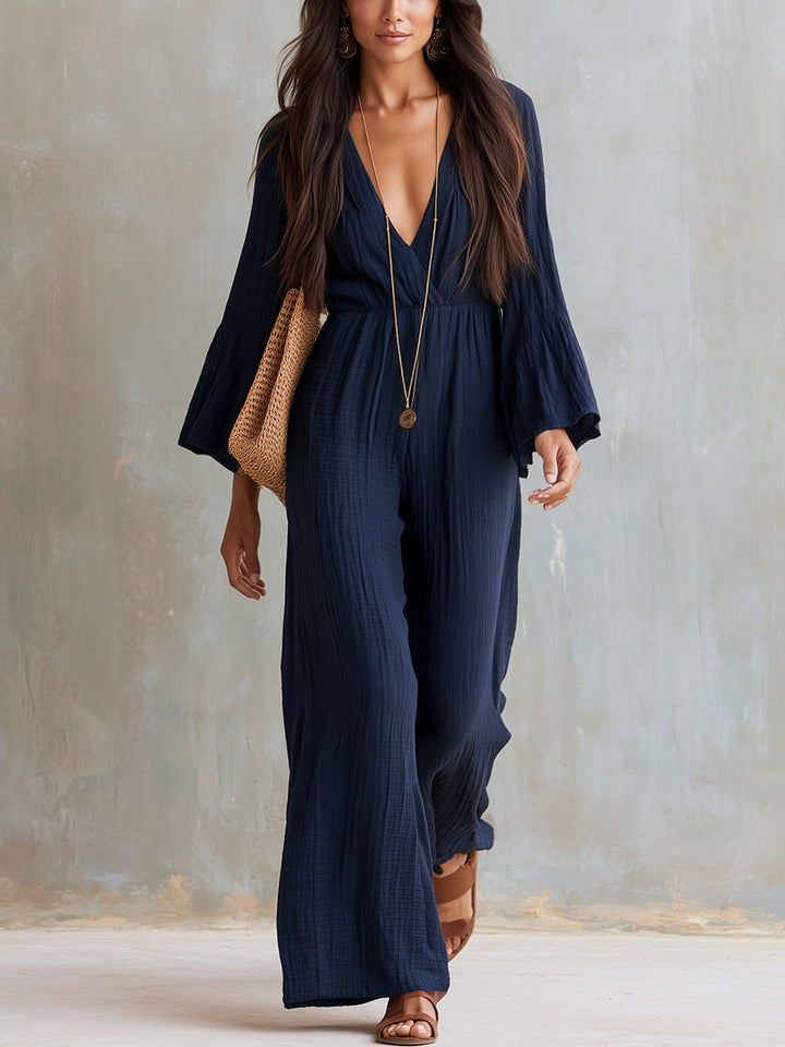 Magdlena - Airy Jumpsuit With V-Neck