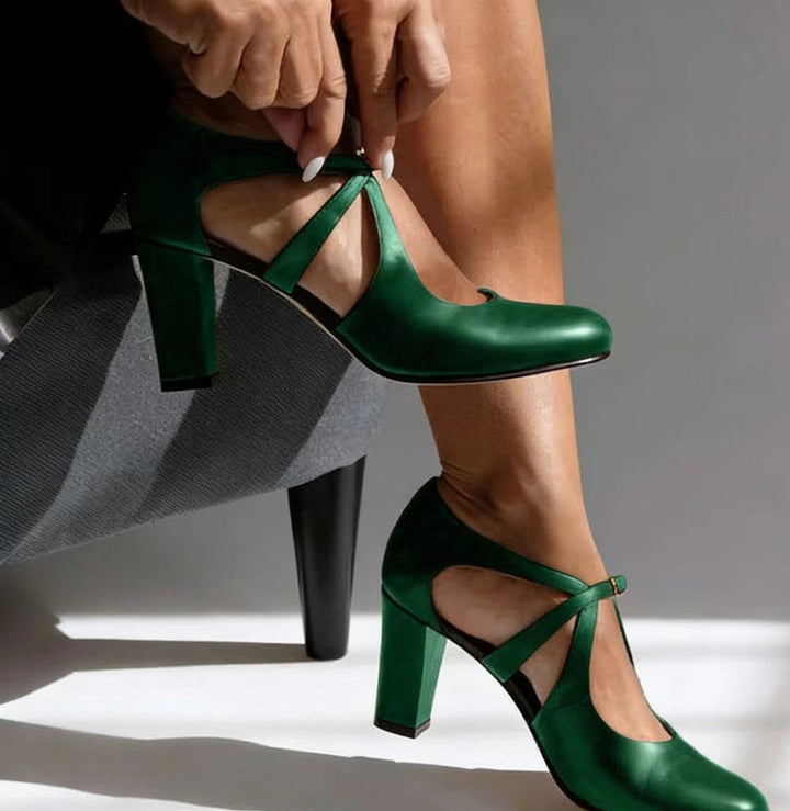 Kitiya - Classic T-Strap Chunky Heels
