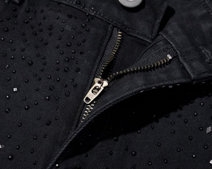 Jake - Rhinestone High Waist Slim Fit Jeans