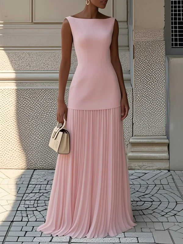 Sunthari - Sleeveless Pleated Long Dress