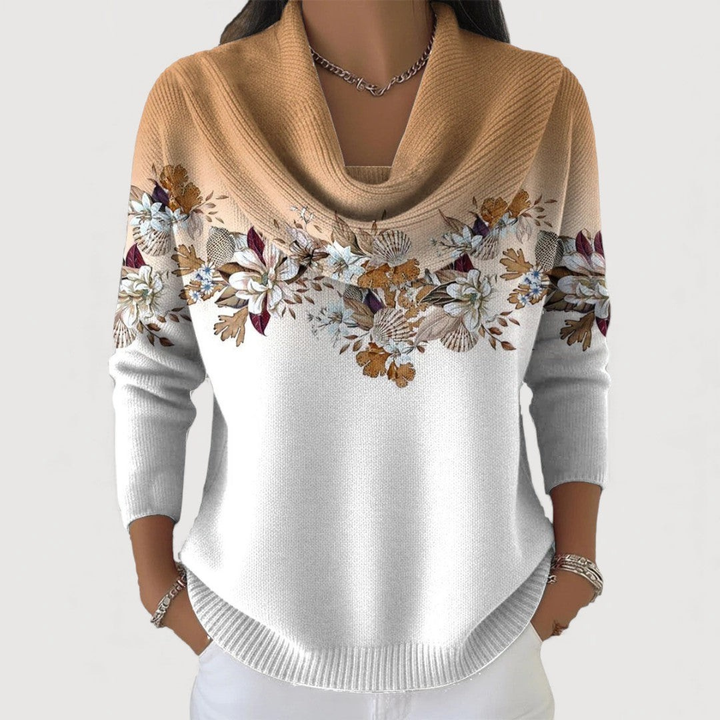 Lineea - Floral Cowl Neck Jumper