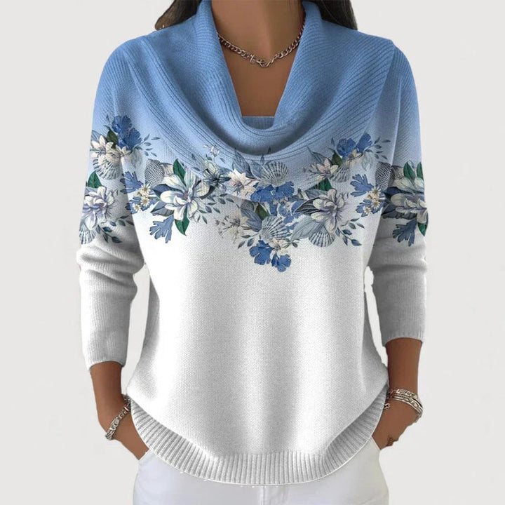 Brieia - Floral Sweater With Soft Collar
