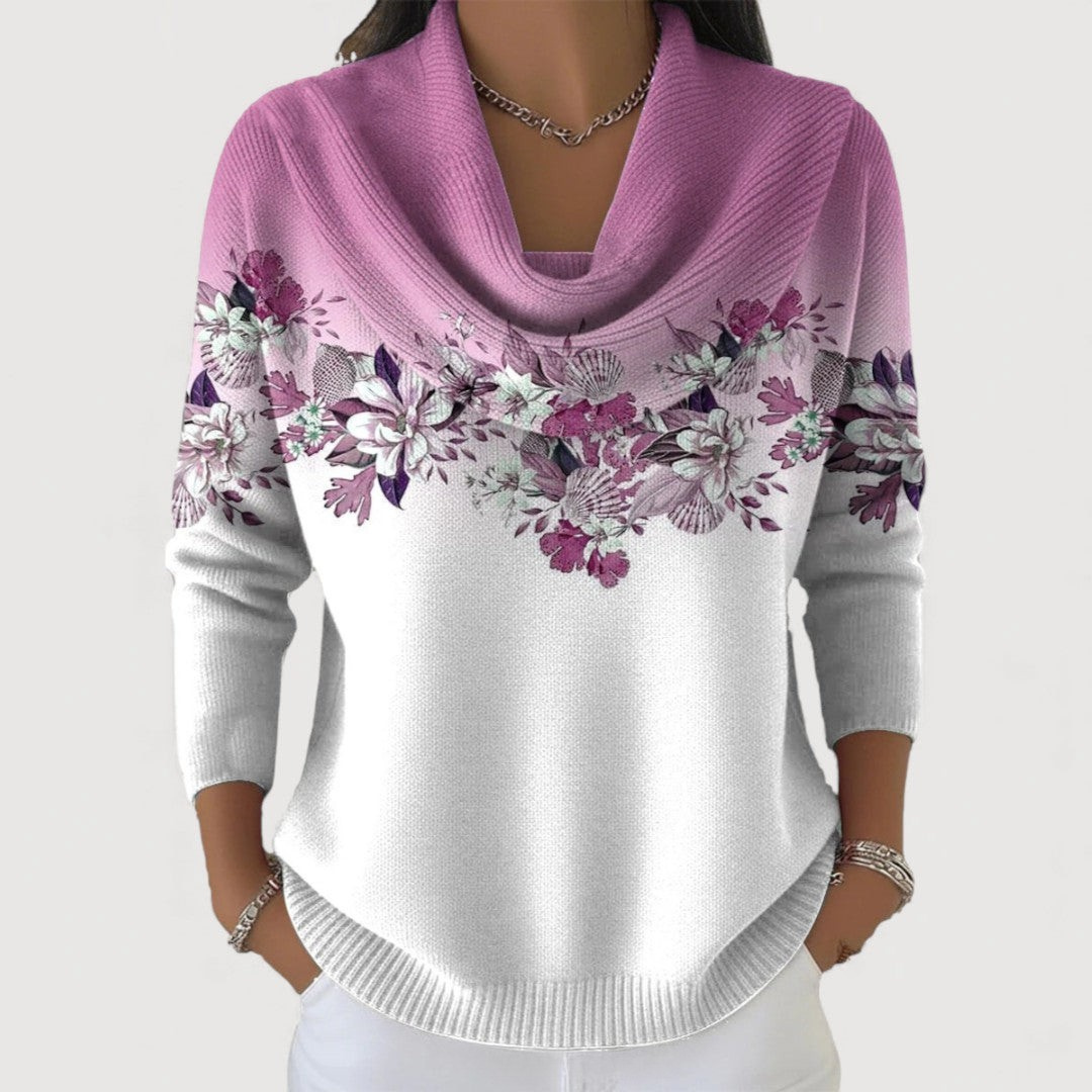 Lineea - Floral Cowl Neck Jumper