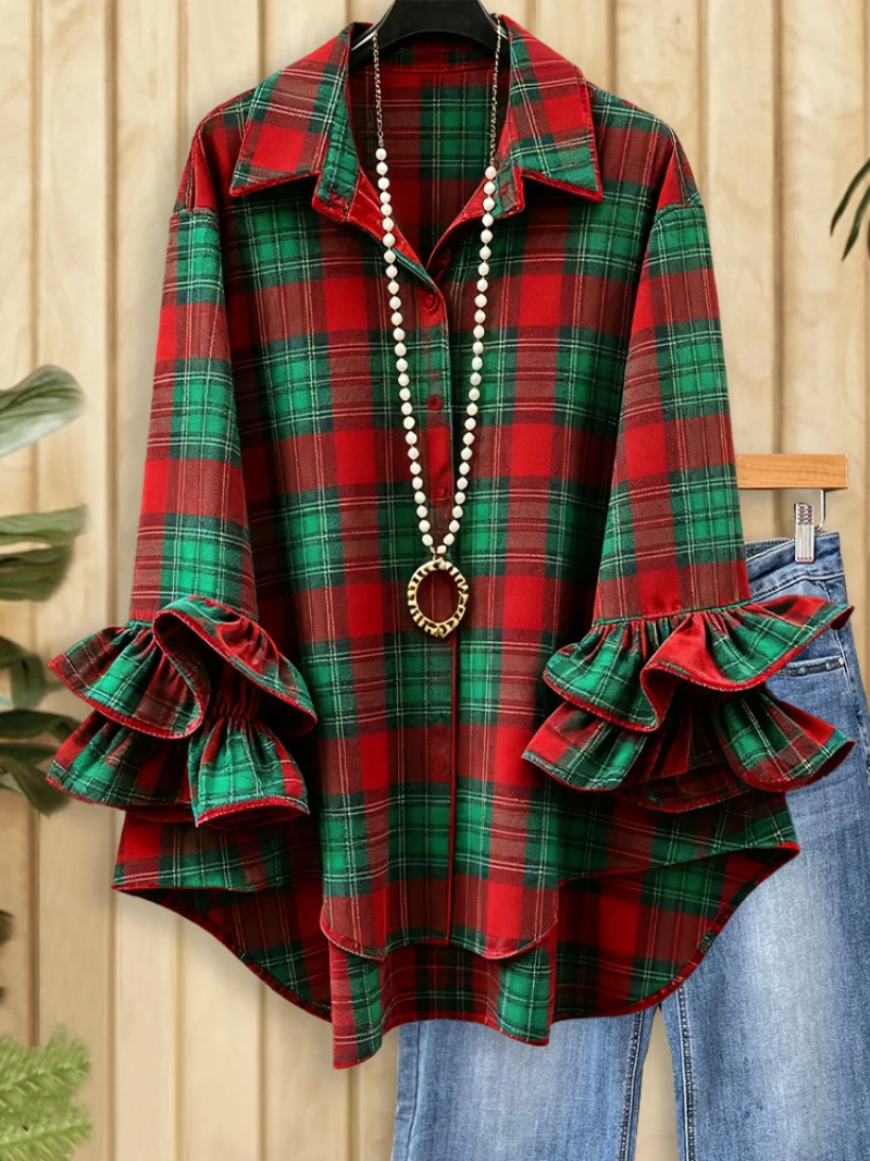 Laelaa - Checked Blouse With Button Closure