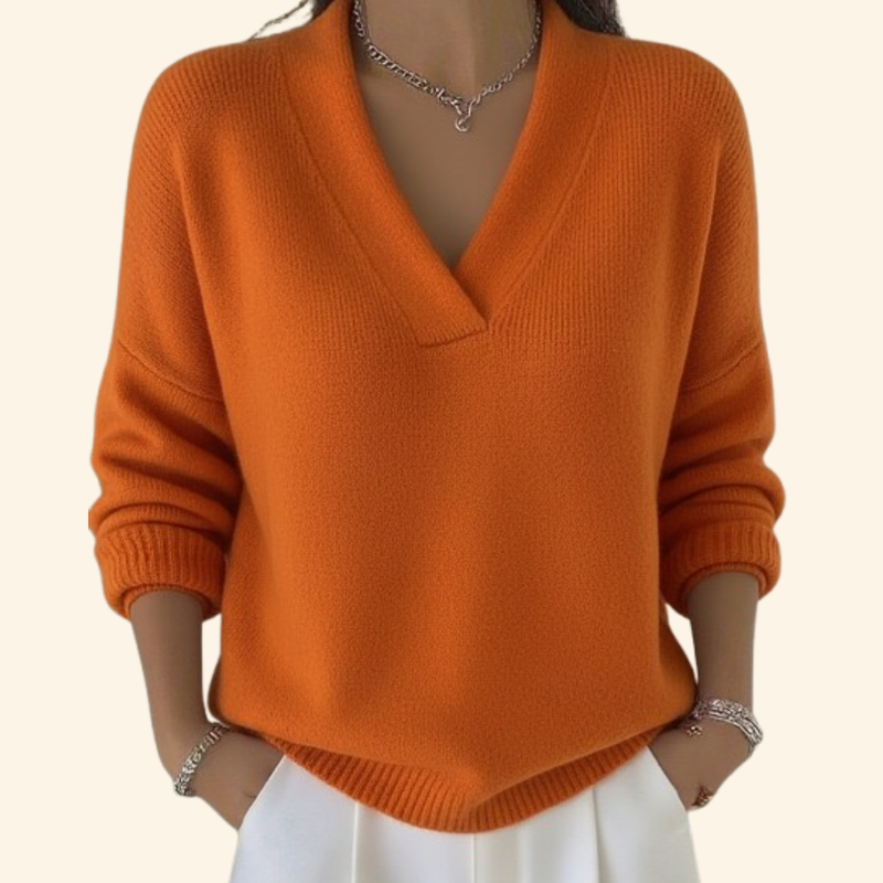 Taleena - V-neck And Long Sleeve Sweater
