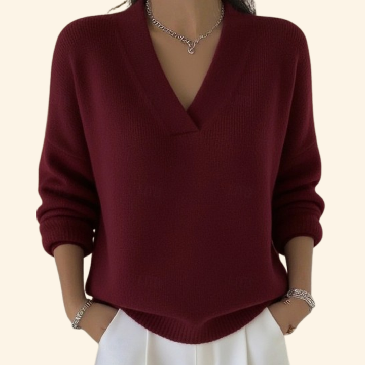 Taleena - V-neck And Long Sleeve Sweater