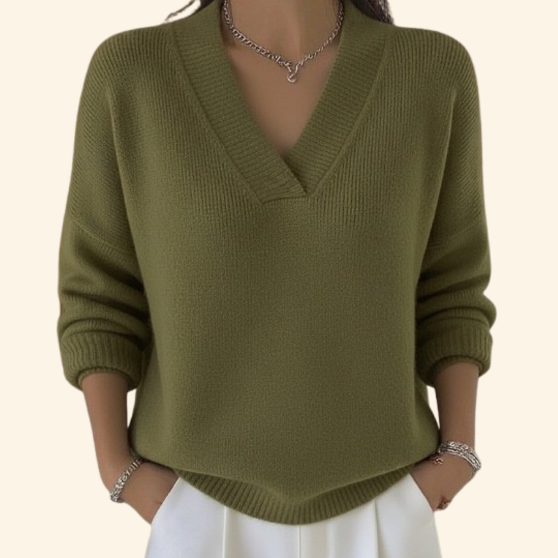 Taleena - V-neck And Long Sleeve Sweater