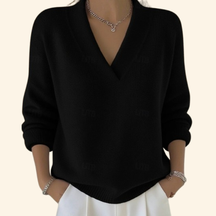 Taleena - V-neck And Long Sleeve Sweater