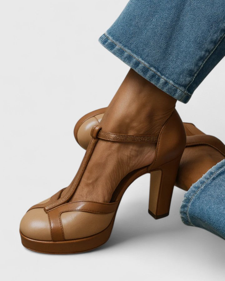 Delfinna - Elegant T-Strap High Heel Pump
