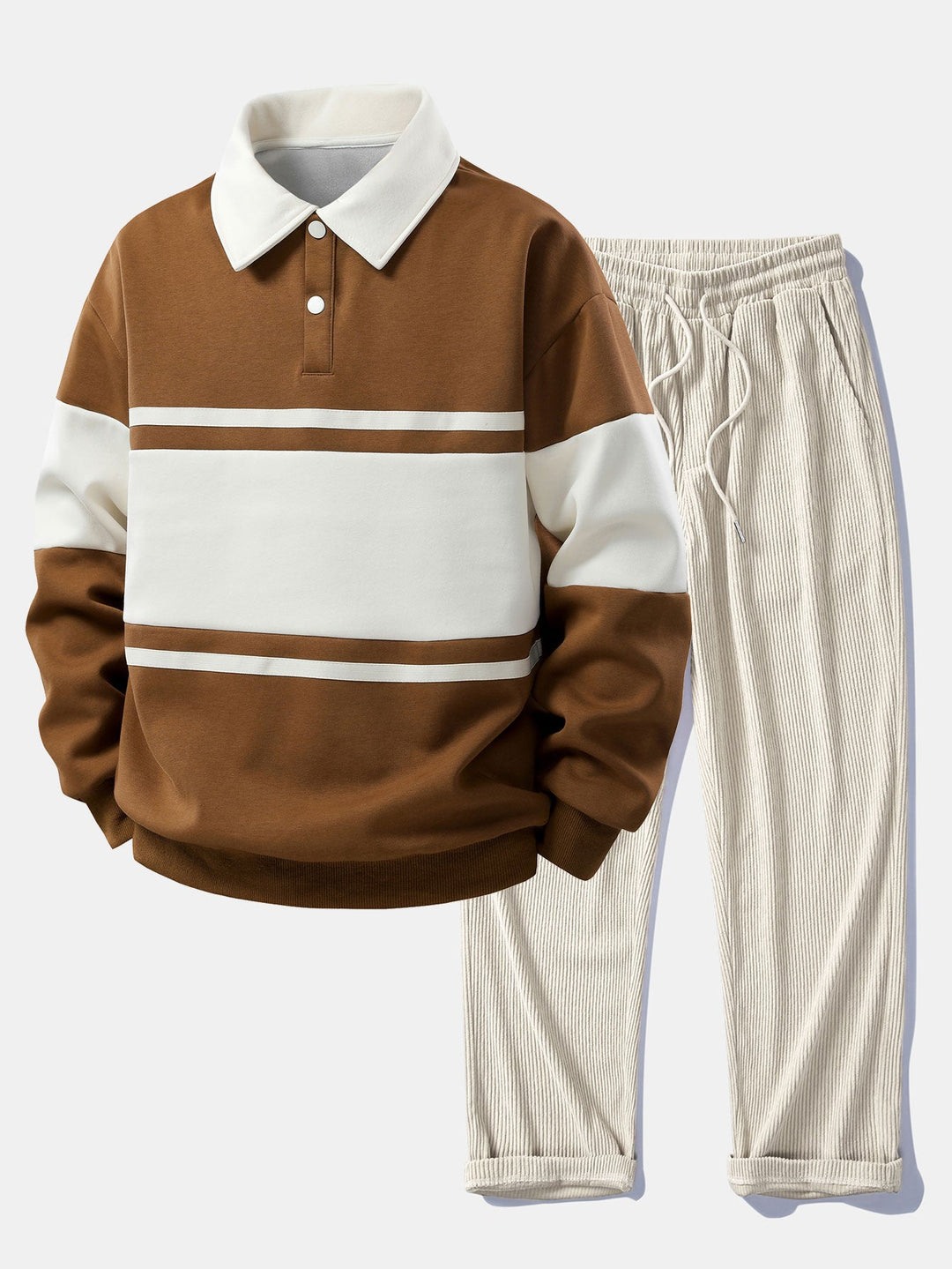 Jefro - Colorblock Sweatshirt And Corduroy Pants