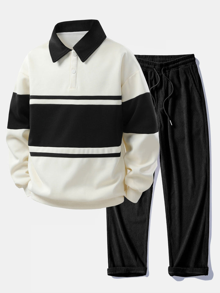 Jefro - Colorblock Sweatshirt And Corduroy Pants
