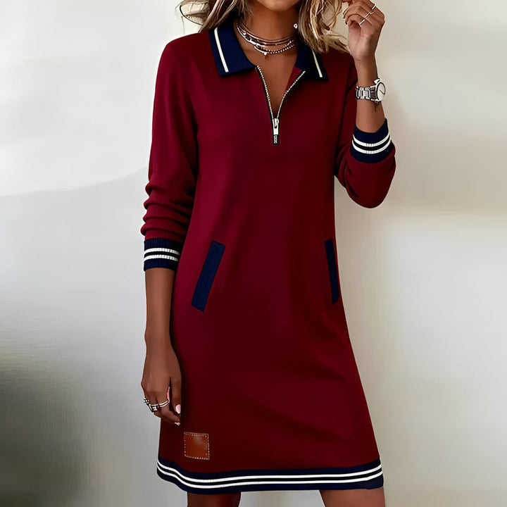 Keshara - Chic Cotton Dress With Long Sleeve