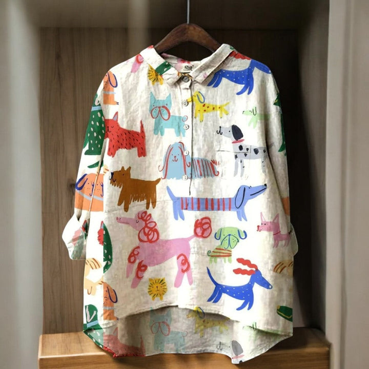 Skaiste - Exclusive Blouse With Dog Print