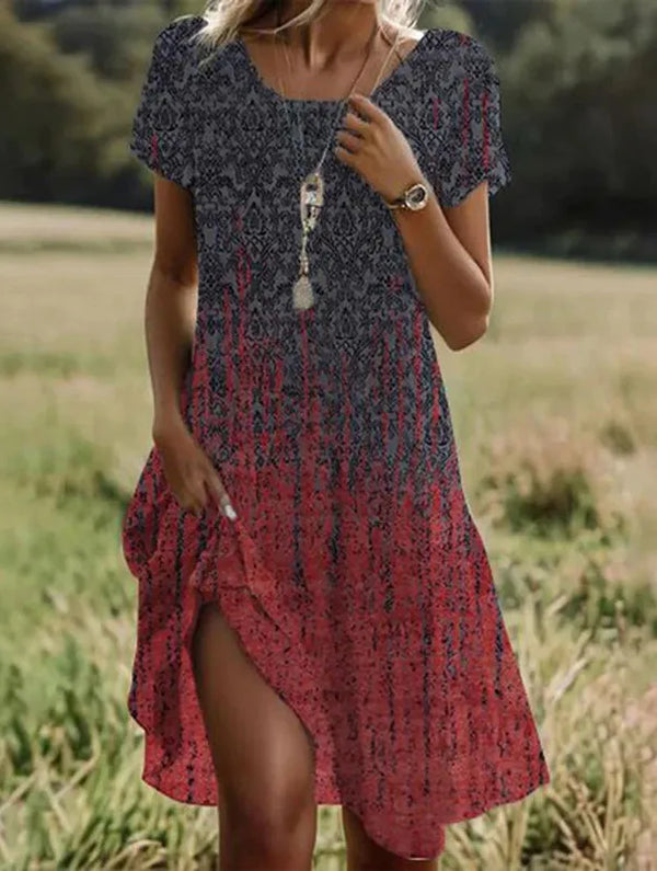 Giovana - Elegant Short Sleeve Midi Dress
