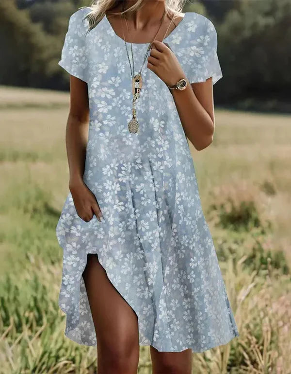 Giovana - Elegant Short Sleeve Midi Dress