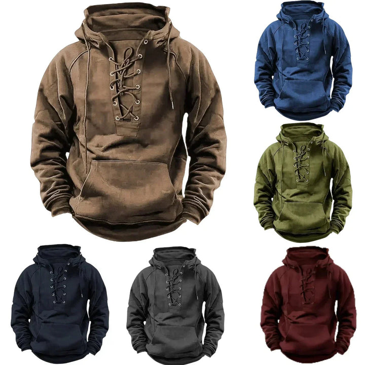 Ronan - Casual Lace Up Long Sleeve Hoodie