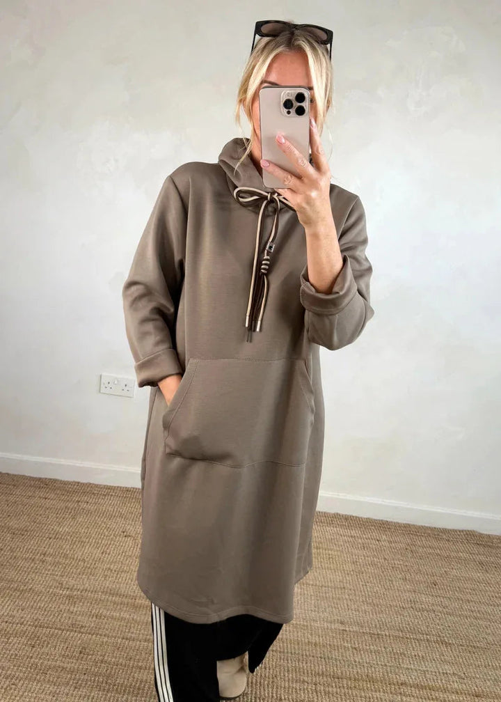 Michaella - Hooded Tunic Dress With Front Pockets