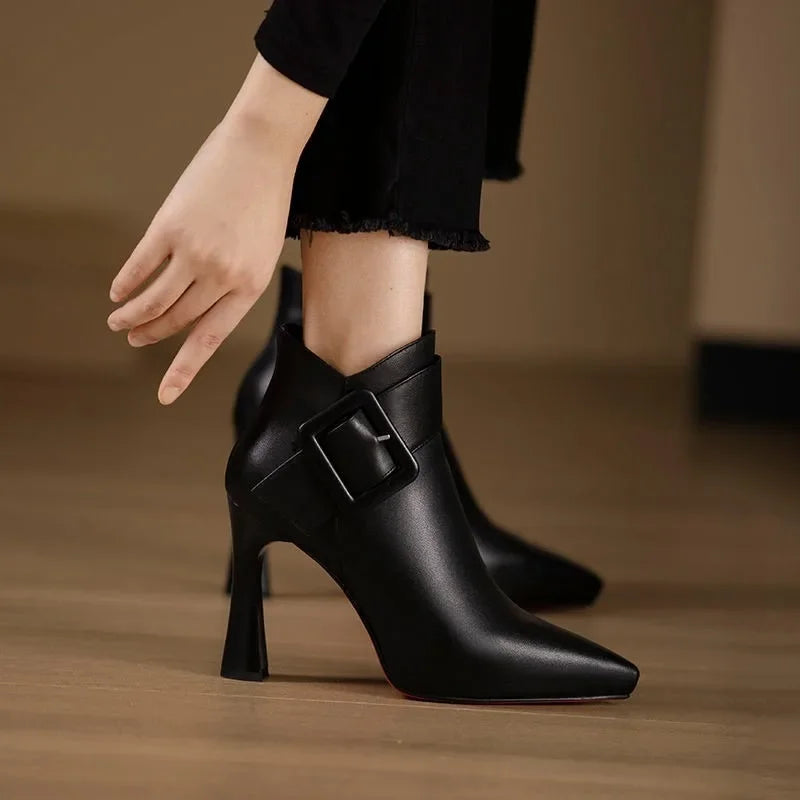 Arielah - Pointed-Toe Boots With Buckle Strap