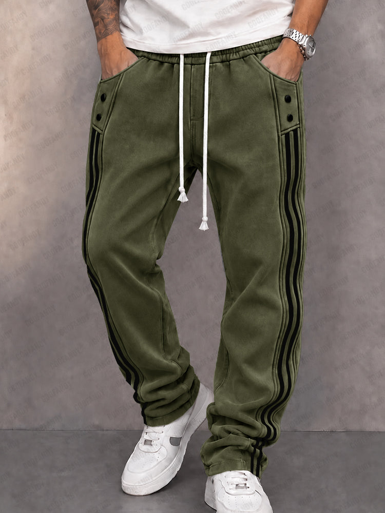 Vespeline - Casual Faux Suede Side Stripe Jogger Pant