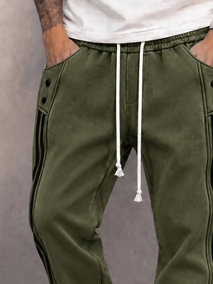 Vespeline - Casual Faux Suede Side Stripe Jogger Pant