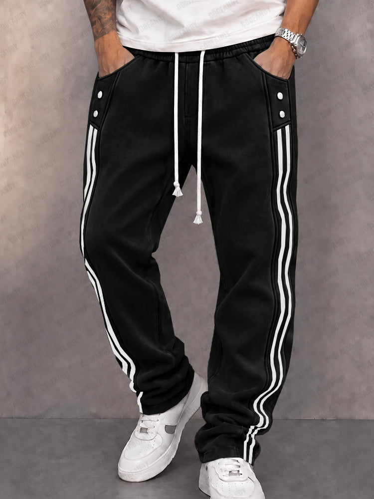 Vespeline - Casual Faux Suede Side Stripe Jogger Pant