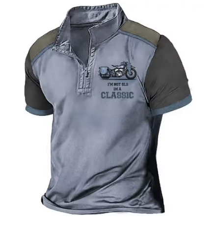 Scholte - Classic Motorcycle Half-Zip Polo T-Shirt