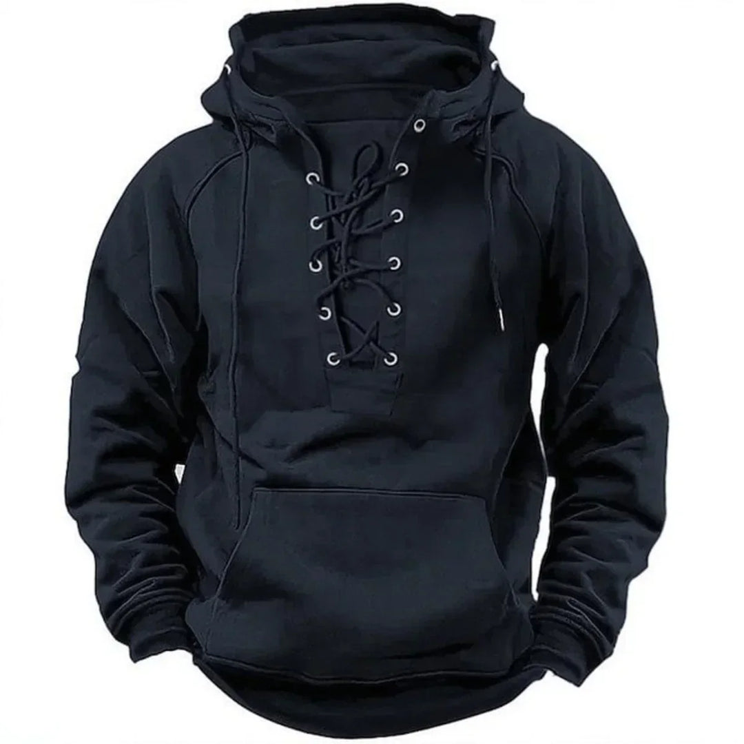 Ronan - Casual Lace Up Long Sleeve Hoodie
