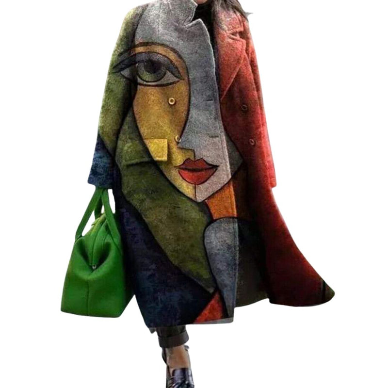 Orsolya - Long Sleeve Printed Coat With Pockets