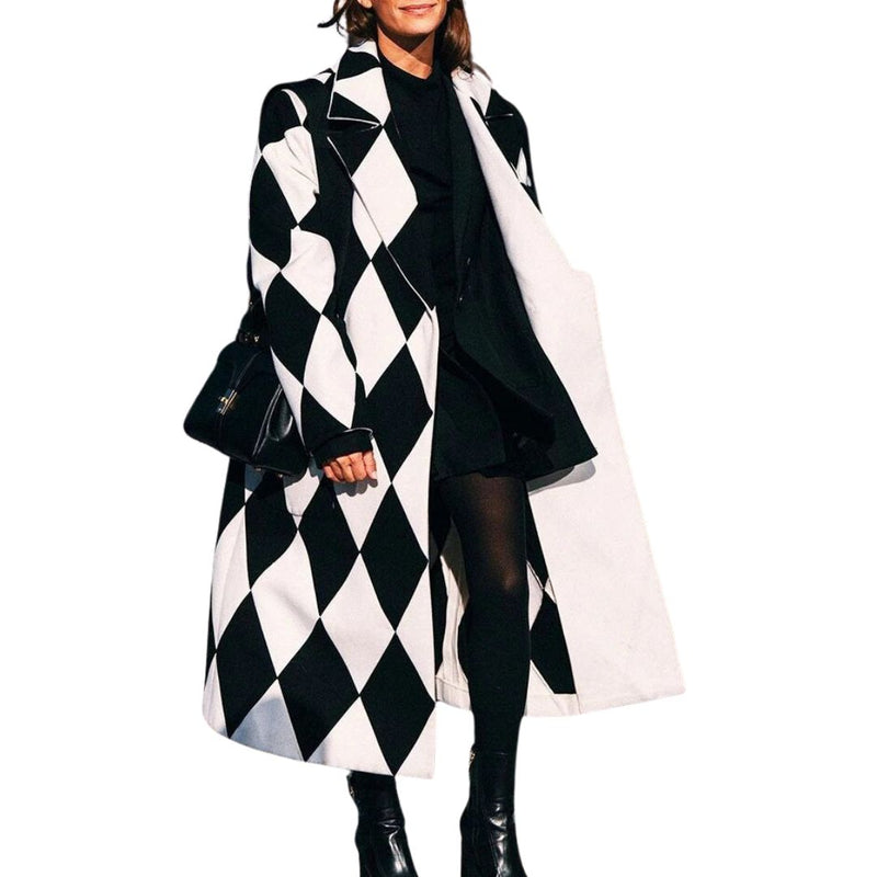 Orsolya - Long Sleeve Printed Coat With Pockets