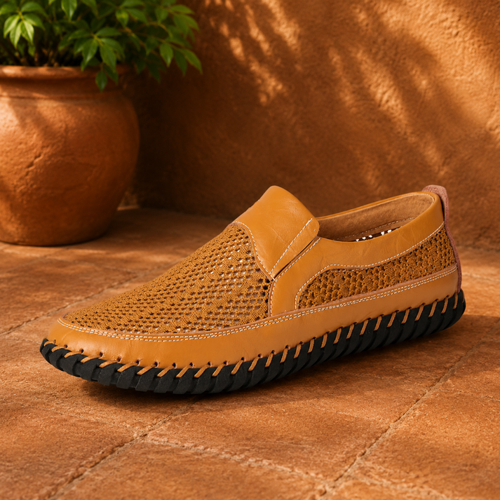 Joerg - Leather Mesh Slip-On Loafers