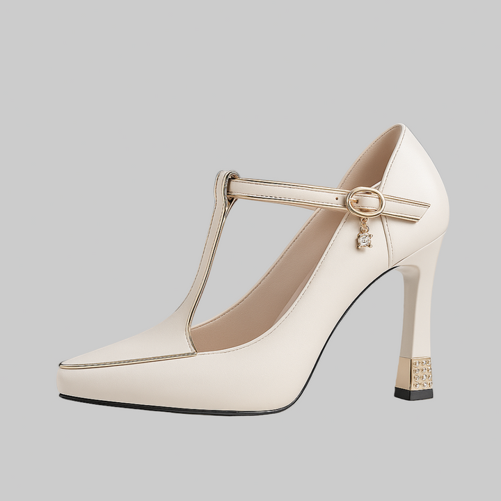 Avitia - T-Strap High Heel Pumps with Buckle