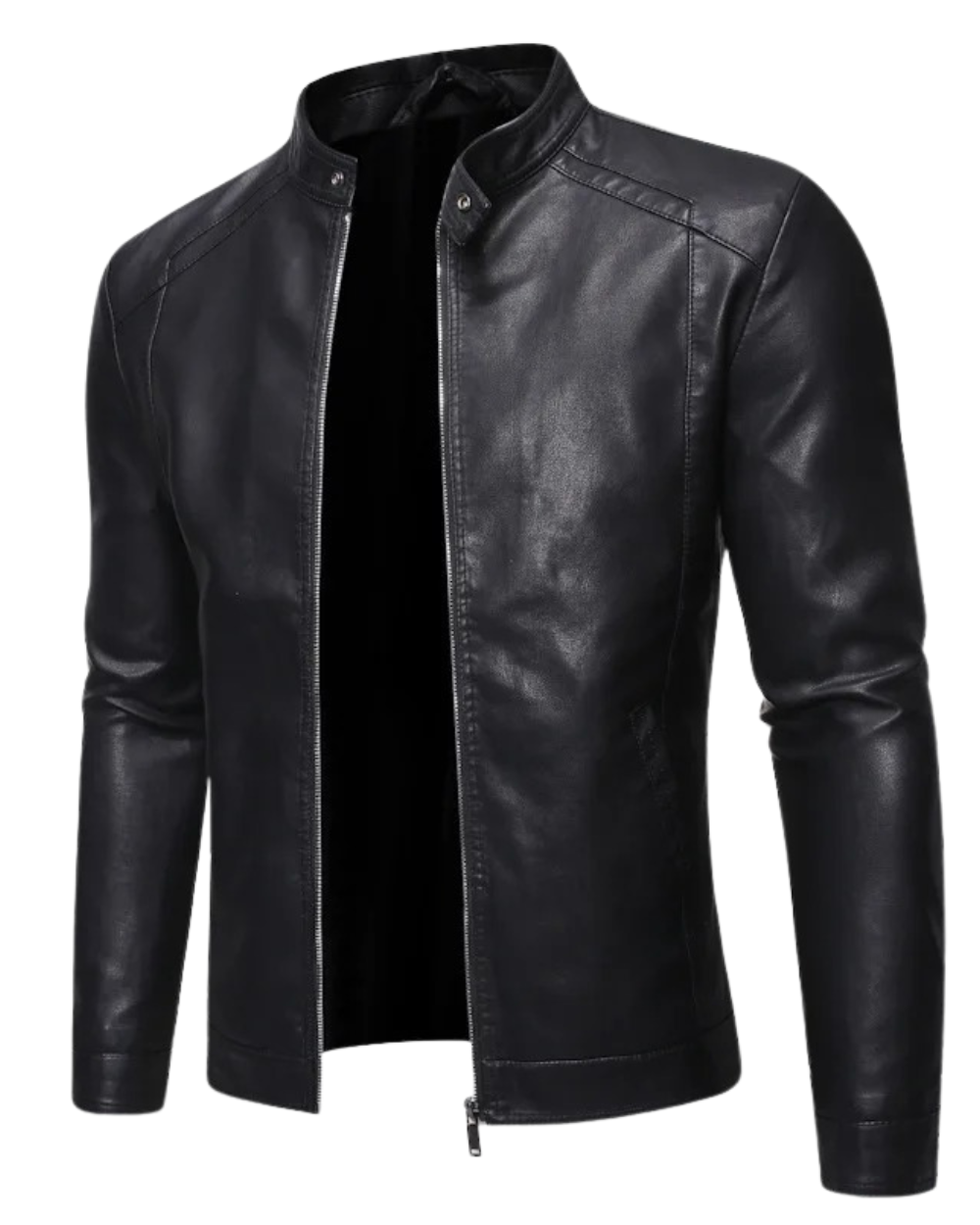 Daamian - Leather Jacket With Stand-Up Collar
